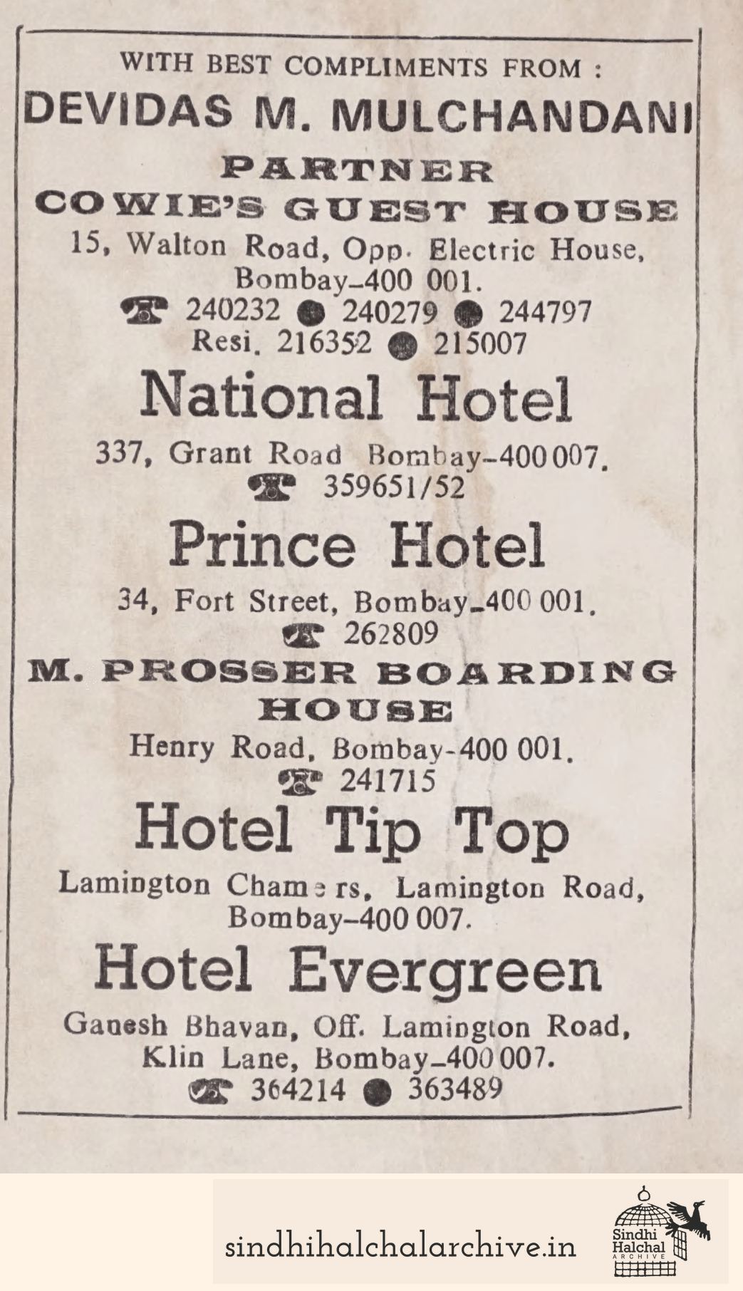 Image of AD National Hotel
Prince Hotel
M. PROSSER BOARDING
HOUSE
Hotel Evergreen
Hotel Tip Top